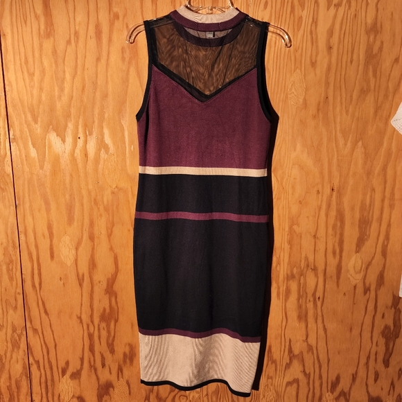 NWOT Say What? Colorblock Sheer Neckline Knit Dress Size Medium - Picture 3 of 9